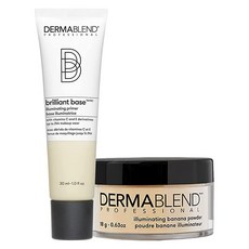 DermaBLEND 블렌드 Brilliant BASE 베이스 일루미네이팅 프라이머 페이스 메이크업 나이아신아마이드 시어 버터 및 글리세린 함유 비타민 C E 유도체 풍부, 바나나 파우더 세트