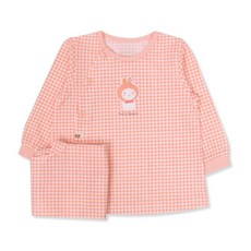 오가닉맘 뉴코아부천점 | 사랑스러운 체크 긴소 내의 | 부드러운 핑크 체크와 귀여운 캐릭터
