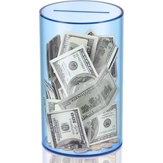 성인과 를 위한 히즈고 클리어 블루 저금통 개봉할 수 없는 아크릴 중간 크기8인치 높이 x 5인치 직경의 개봉 시 깨져야 합니다, Clear-cylinder, Small