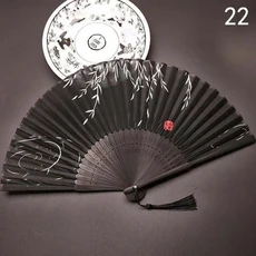 대나무 접이식 선풍기 레이스 클래식 댄스 핸드 퍼포먼스 휴대 사진 소품 웨딩 파티 홈 데코, 02 22