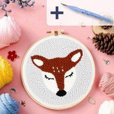 MANETMONT 펀치 니들 자수 + 4단 바늘 세트 DIY, 16. 뿔없는사슴+4단바늘, 1개