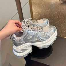 여자 실버 키높이 메쉬 트렌디 운동화 어글리슈즈 zli+748Ak