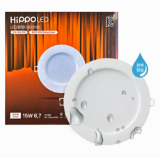 히포LED 방습형 매입등 다운라이트 6 7인치 겸용 15W 욕실 화장실 매립등 KC인증, 1개, 전구색(노란빛)