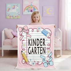 Castle FairyKinder Garten 셰르파 담요 만화 귀여운 리본 노트북 침실 거실 부드럽고 아늑한 재미있는 연필 꽃 침대 소파 장식 핑크 플란넬 76.2cm x 1