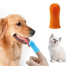 예삐스토어 실리콘 강아지 고양이 양치 골무 손가락 칫솔 치석관리 입냄새 구강관리, 1개, 오렌지