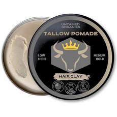 길들여지지 않은 탈로우 헤어 클레이 수제 잔디 사료 풀잎 포마드 남성 및 여성용 올 내추럴 스타일링 미디엄 홀드 & 피니시 2 FL. oz.