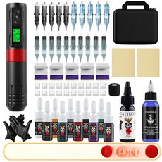 프린터 타투 무선 셀프 충전식 타투 머신 도안 전사 기계 전문가, 레드 플레임 레드 위브 프리미엄, 기본 색상