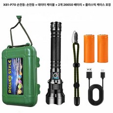 충전식 손전등 산악조명 방수 아웃도어 루멘 휴대용 등산 하이킹 비상용 캠핑 제품 슬로프조명, 11.롱 P70 18650 듀얼기프트세트
