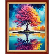 초보자를 위한 레드싱 스탬핑 크로스 키트 자수 다양한 패턴 스타터 DIY 프린트 바늘 포인트 11CT - 피콕 플라워 16x20 인치, Arts patterns05, 1개