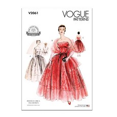 Vogue V2061Y5 Misses' Vintage 1954 이브닝 드레스와 스톨 바느질 패턴 패킷 디자인 코드 V2061 사이즈 18-20-22-24-26