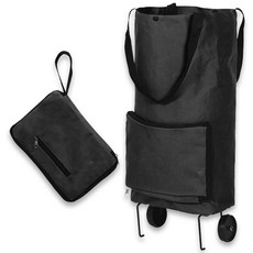 센스의여왕 파우치형 바퀴달린 장바구니 접이식 쇼핑 카트, 1개, 블랙(검정)