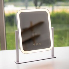 비욘드퍼니싱 무선 LED 조명 탁상용 화장 거울 라운드 화장대 스탠드, LED 라인조명 라운드 20x25cm