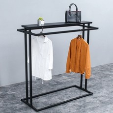 【貓嶼】服裝架落地中島架女裝童裝架落雙桿衣服架落服裝店落地衣架雙排廠, 黑色雙槓長1.5米高1.4米---網紅同, 1個