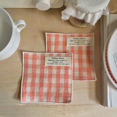 핸드메이드 패브릭컵받침 티코스터 까페소품 2p, 코랄핑크 영문라벨, 2개