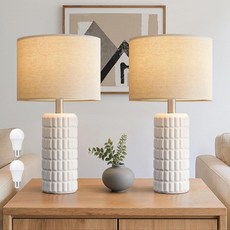 Seealle 23\" Modern Ceramic Table Lamps Set of 2 - for Living Room Farmhouse Bedside Night Stands, Seealle 23" Modern Ceramic Tab