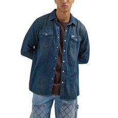 Wrangler 남성용 긴소매 데님 셔츠 담배 S 150334, Small, Tobacco