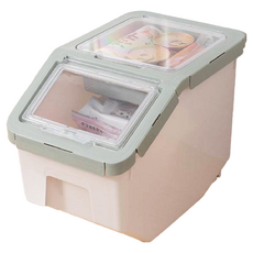 第四代寵物飼料密封桶 (送量杯 儲物/貓砂桶), 青色, 1個, 5L