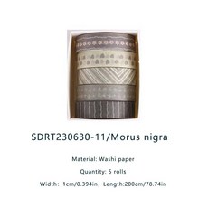 5 롤 포레스트 스크랩 와시 테이프 세트 다채로운 꽃 수채화 식물 데코 마스킹 스크랩북 접착제 DIY 저널 공예 216188, SDRT230630-11