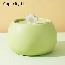 자동 애완 워터 디스펜서 전기 라이브 순환 고양이를위한 세라믹 분수 액세서리, 04 Green Little Flower