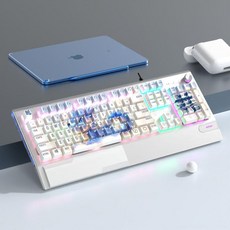 mir 단청키보드 유선키보드 무선키보드, 아니오, 드래곤 블루 올인원 다기능 노브+RGB 사이드 라이트, 골든 파우더 스위치 (린넨)