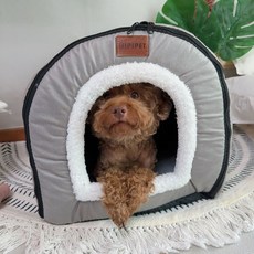 도그팜 방석 겸용 사계절 강아지집 고양이 하우스, 그레이, 1개