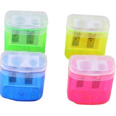 휴대용 미니 2구 연필깎이 색상랜덤 수동 연필깍기 학용품 학생문구 사무용품