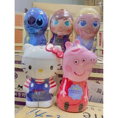 貝貝媽咪小舖 卡通造型沐浴洗髮精二合一 艾莎安娜佩佩豬 溫和清潔保濕 400ml, 1個, KT