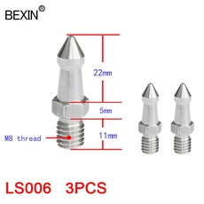 Bogen Manfrotto Gitzo RRS 삼각대 스탠드용 나사 교체 스테인리스 스틸 모노포드 발 스파이크 3/8 인치 M8, 01 빠른  Mainland, 05 LS006  3PC