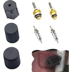 17개 부품으로 구성된 에어컨 밸브 코어 키트 R12에서 R134a로의 변환 시스템 캡 고압 저압 제거 도구 범용 냉동 수리 액세서리 2334709, 7 PCS, Black