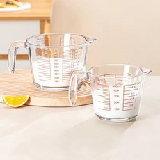 BLOWFISHFUGU 내열유리계량컵 유리계량컵500+1000ml 우유컵 데울 수 있는 대용량 조식 컵 계량컵유리 2P, 1개, 500ml+100ml