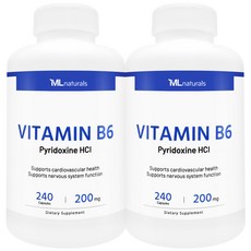 [미국빠른직구] 신제품 마이라이프 내추럴스 비타민 B6 (피리독신 HCI) 200 mg, 2개, 240정