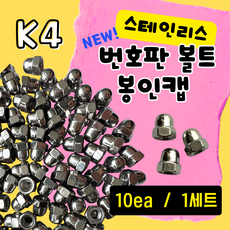 (K4)스텐 스텐리스 번호판볼트 봉인캡 자동차 캡10개, 1개, 스테인리스