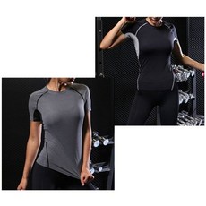 여자 요가셔츠 스판 줄무늬 반팔 운동티셔츠 요가상의