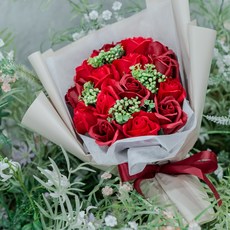 지오머스 꽃다발 비누꽃다발 조화 비누꽃 꽃, 1개, 레드