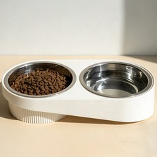 웰스타 고양이 스텐 밥그릇 물먹기 화이트, 1개, white