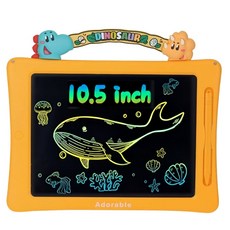 10.5인치 유아용 LCD 드로잉패드 대화면 컬러 그림판 전자노트 스케치 놀이 태블릿 스마트 칠판 매직 보드, 옐로우, 끈 미포함