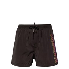 디스퀘어드2 로고 프린트 수영복 반바지, 블랙계열