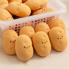 10개 귀여운 감자 모양 사무용 토마토에서 도구 감자튀김 사실적인 감자까지 샐러드 지우개 디자인된, 10set