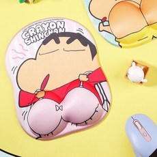 BenF Joy 짱구 실리콘 손목 받침 마우스 패드 캐릭터 인체공학 손목보호 데스크 사무용 PC 컴퓨터 크레용신짱, 1개, 핑크