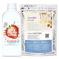 [더블데이] 딸기라즈베리 퓨럽 1.2kg 바닐라 파우더 800g 세트 / 스트로베리 바닐라 라떼 베리 슈페너 스무디 프라페 베이스 믹스