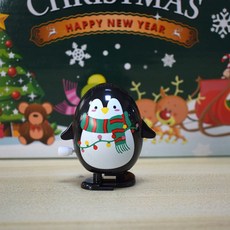 聖誕老人 搖頭走路發條玩具 雪人麋鹿聖誕節小物, 發條橢圓圍巾企鵝, 1個