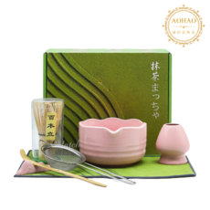 AOHAO 꽃 사발 테두리 7종 말차 두고 세트, 2세트, 핑크