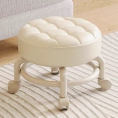 限時 靠背椅 輪滑矮凳 小椅子 萬嚮輪小凳子 家用闆凳 沙髮凳 懶人靠背椅子, 白色 升級軟包無靠背+加厚雲端坐墊, 1個