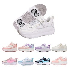 PHTEER 롤러슈즈 바퀴달린 운동화 롤러스케이트 4륜 F08, 화이트, 1개