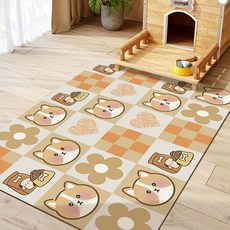 寵物地墊 貓狗通用耐咬圍欄地毯 狗籠餐墊 可愛卡通四季墊子, 1個, 橘裏橘氣【吸尿隔涼】,60*120cm【四季通用】