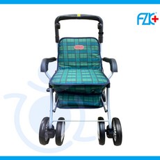 富士康 FZK-238 鋁合金 - 可收合四輪車 菜籃車 助步車/助行車 和樂輔具, 1個, 綠格紋