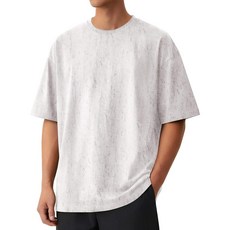 COOFANDY 남성용 면 티셔츠 오버사이즈 유니 반소매 캐주얼 루즈 핏 티 빈티지 스트리트웨어 워싱 탑 라이트 그레이. L 268609, 화이트