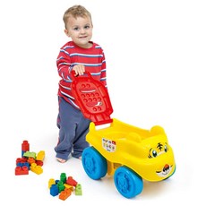 Clemmy 軟質積木 義大利原裝mini老虎車，安全無毒軟積木，積木收納車玩具，培養收納好習慣, 1個, Multicolor