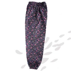 여성 밴딩 방수 작업복 바지 퍼플 꽃무늬 밴드형