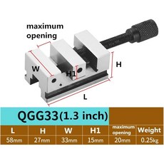 미니 스틸 CNC 바이스 마우스 인치 38 정밀 V형 플랫 QGG 공작물 소형 25 33, QGG331.3inch